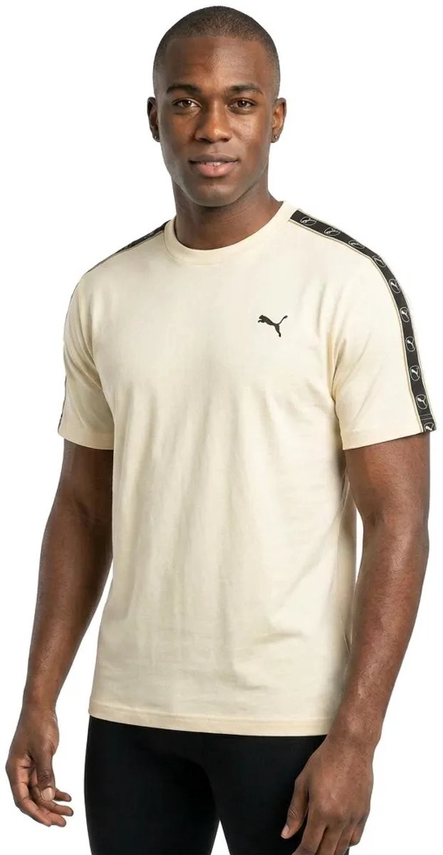 Puma Essential Elevated Tape Relaxed T-shirt Met Korte Mouwen M Man Buttercream