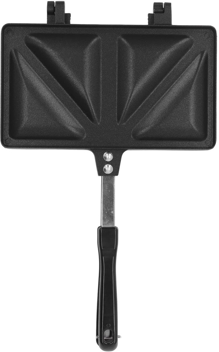 Sandwichpan Dubbelzijdig - Ontbijt Pan - Snel Ontbijten - Dubbele Verwarming - 21.7 cm - Zwart