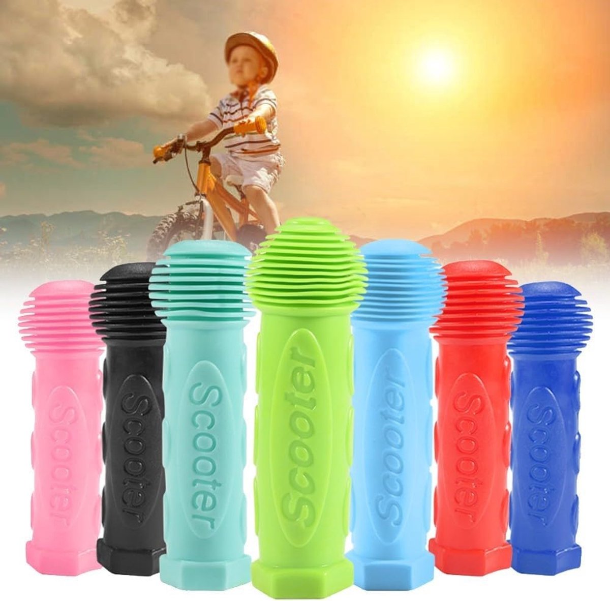 Fiets handvatten - Scooter grips - Veilig rijden - Antislip rubber - Universele pasvorm - Blauw