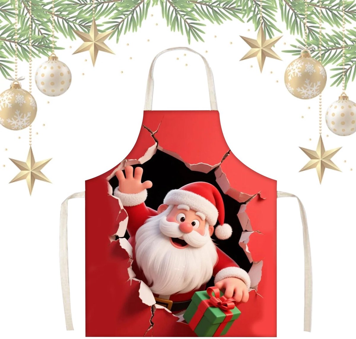 Dailygoods- Keukenschort Waterdicht - Kerstman Geschenkpakket - Kookschort Dames/Heren - Chef-Kokschort - 65 x 75 cm - Polyester Materiaal