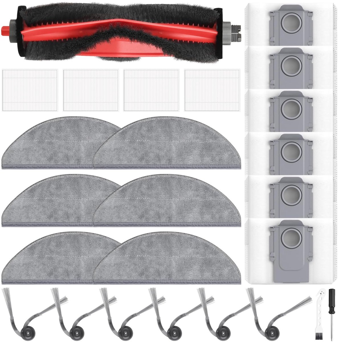 Dailygoods- Accessoireset 25-delig - Reserveonderdelen - Robotstofzuiger - Hoofdborstel - Stofzakken - Dweilpads - Filters - Zijborstels - Robotstofzuiger Onderdelen