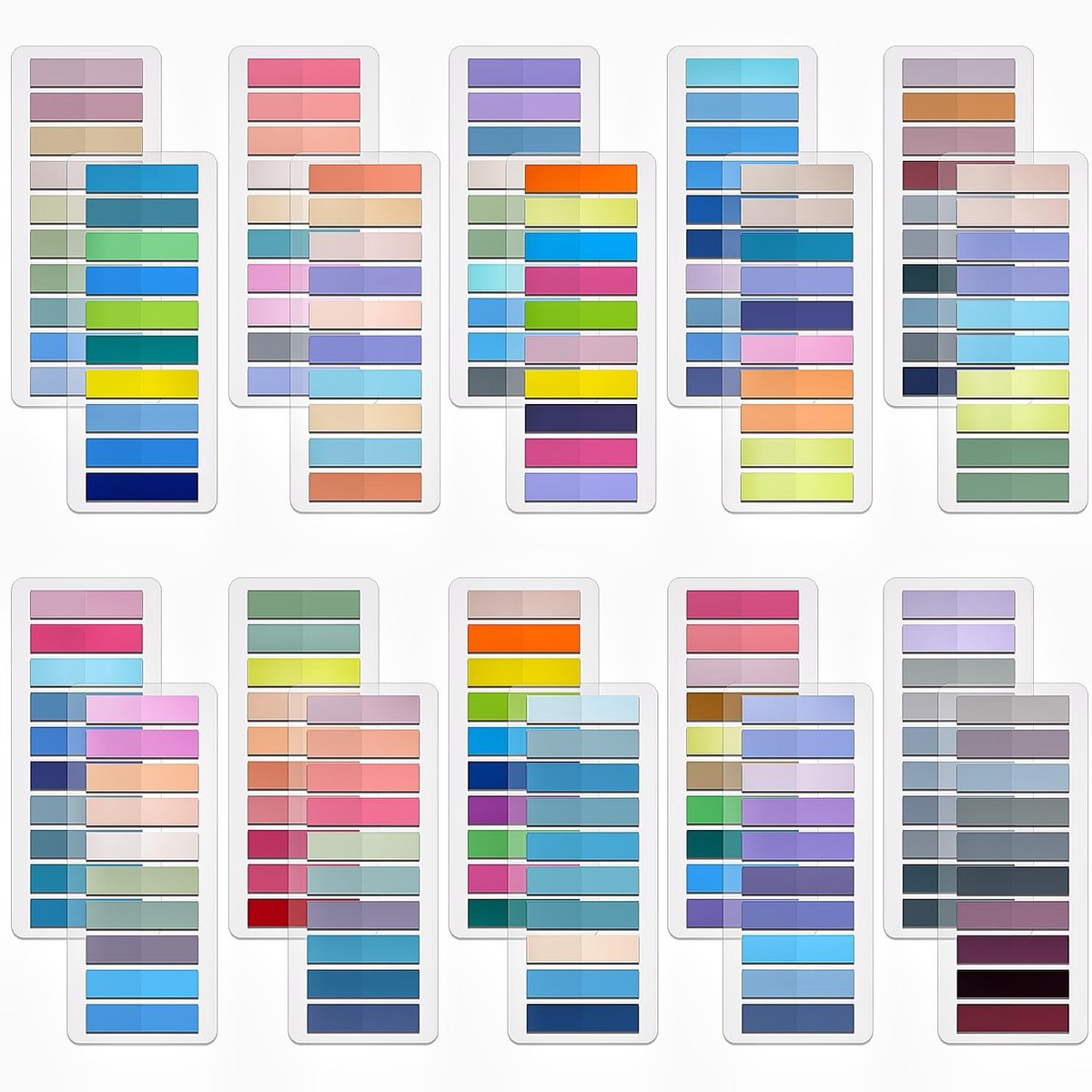 Dailygoods- Plaknotitieblaadjes 4000 stuks - Morandi Set 20 - Transparante Plaknotities - Organisatie Tabs - Perfect voor Kantoor/School - Sticky Notes