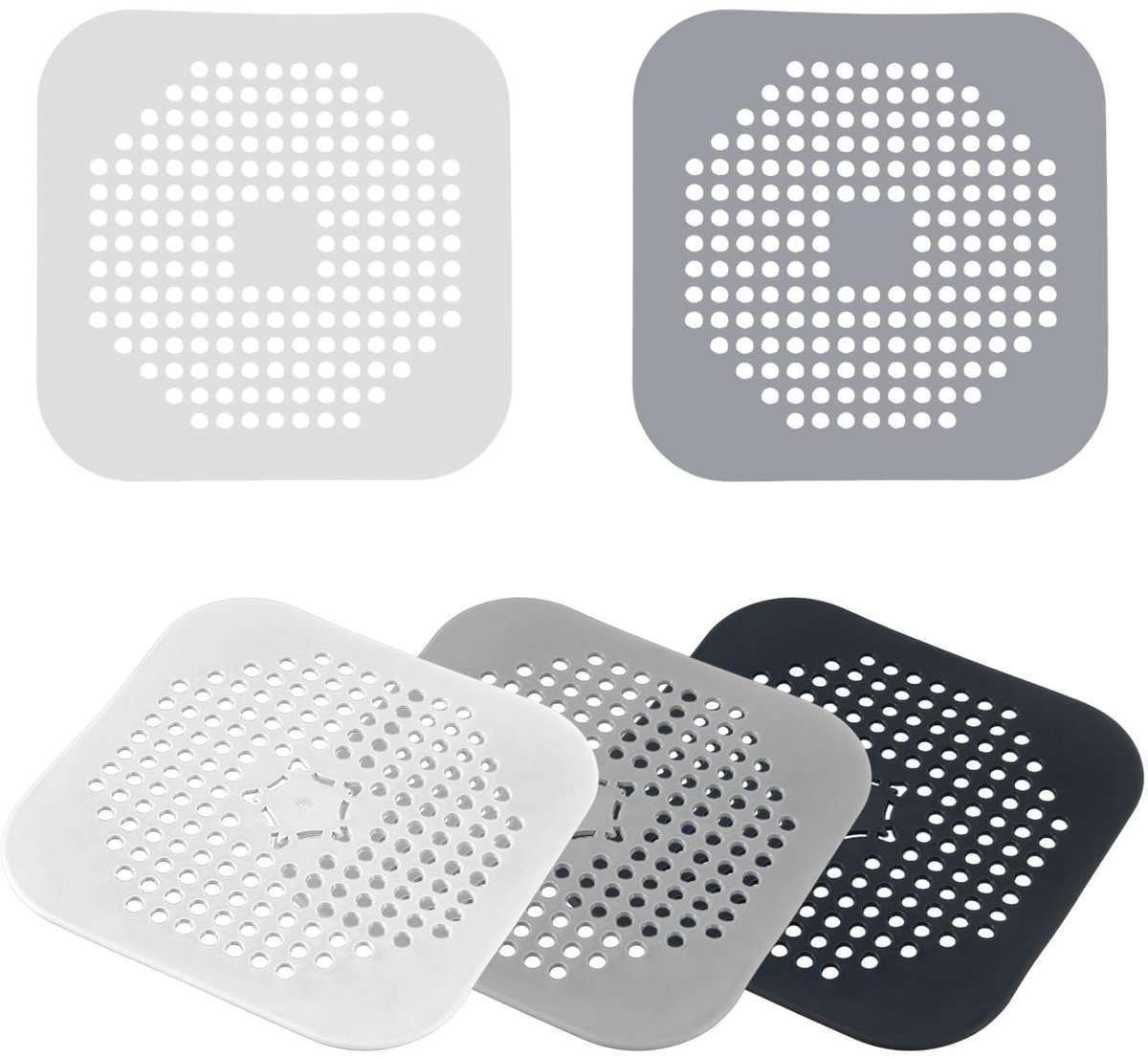 Dailygoods- Vloermat 5 Stuks - Siliconen - Waterdicht - Schimmelbestendig - Met Zuignap - Afvoerafdekking 14 x 14 cm - Afvoermat