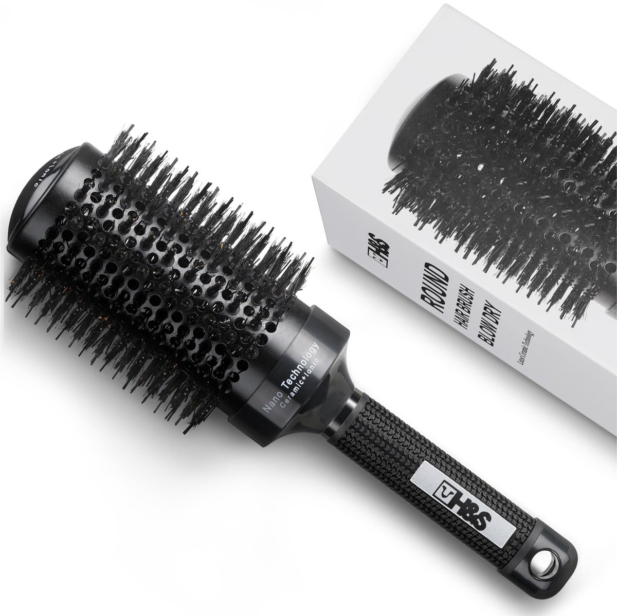 Dailygoods - Ronde haarborstel - Föhnen - Natuurlijke varkenshaar - Zwart - Quiff-styling - Compacte rolborstel - Geschikt voor dames en heren