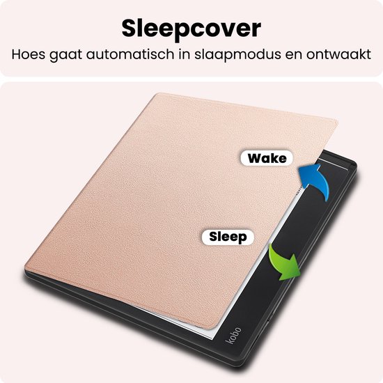 Hoes Geschikt voor Kobo Elipsa 2E Hoesje Bookcase Cover Book Case Hoes Sleepcover - Rosé Goud — afbeelding 3