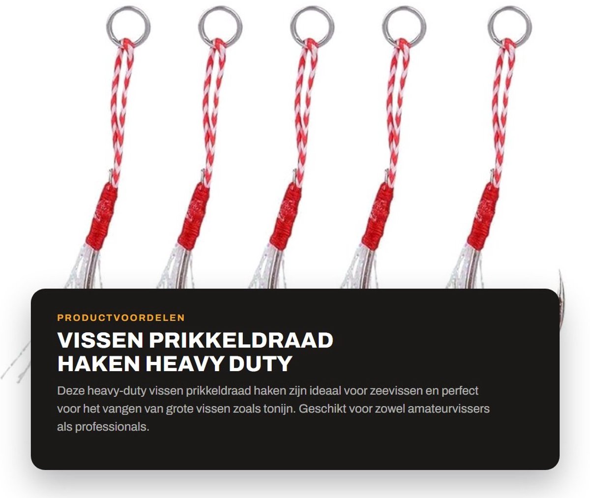 Dailygoods- Vishaken Heavy Duty - 5 Stuks - Metalen Haken - Grote Zee Haken - Tonijn Haken - Visgerei Accessoire - Vishengels