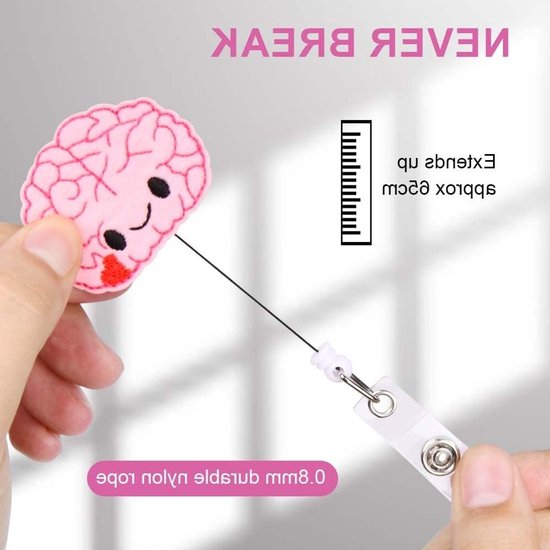 Set van 4 Retractable Badge Reels met Vilt, Schattige ID Houder voor Verpleegkundigen, Artsen en Studenten met Lanyard Clips — afbeelding 3