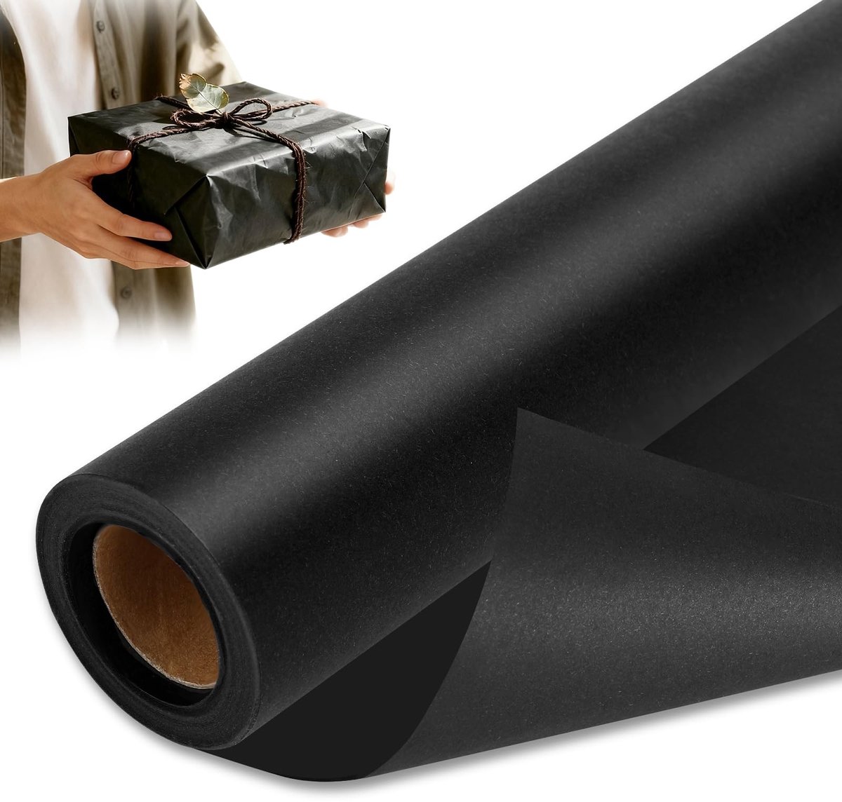 Dailygoods- Cadeaupapier Zwart - 38 cm x 10 m - Effen - Parelglans - Verpakking - Geschikt voor Verjaardag/Bruiloft/Kerstmis - Geschenkpapier