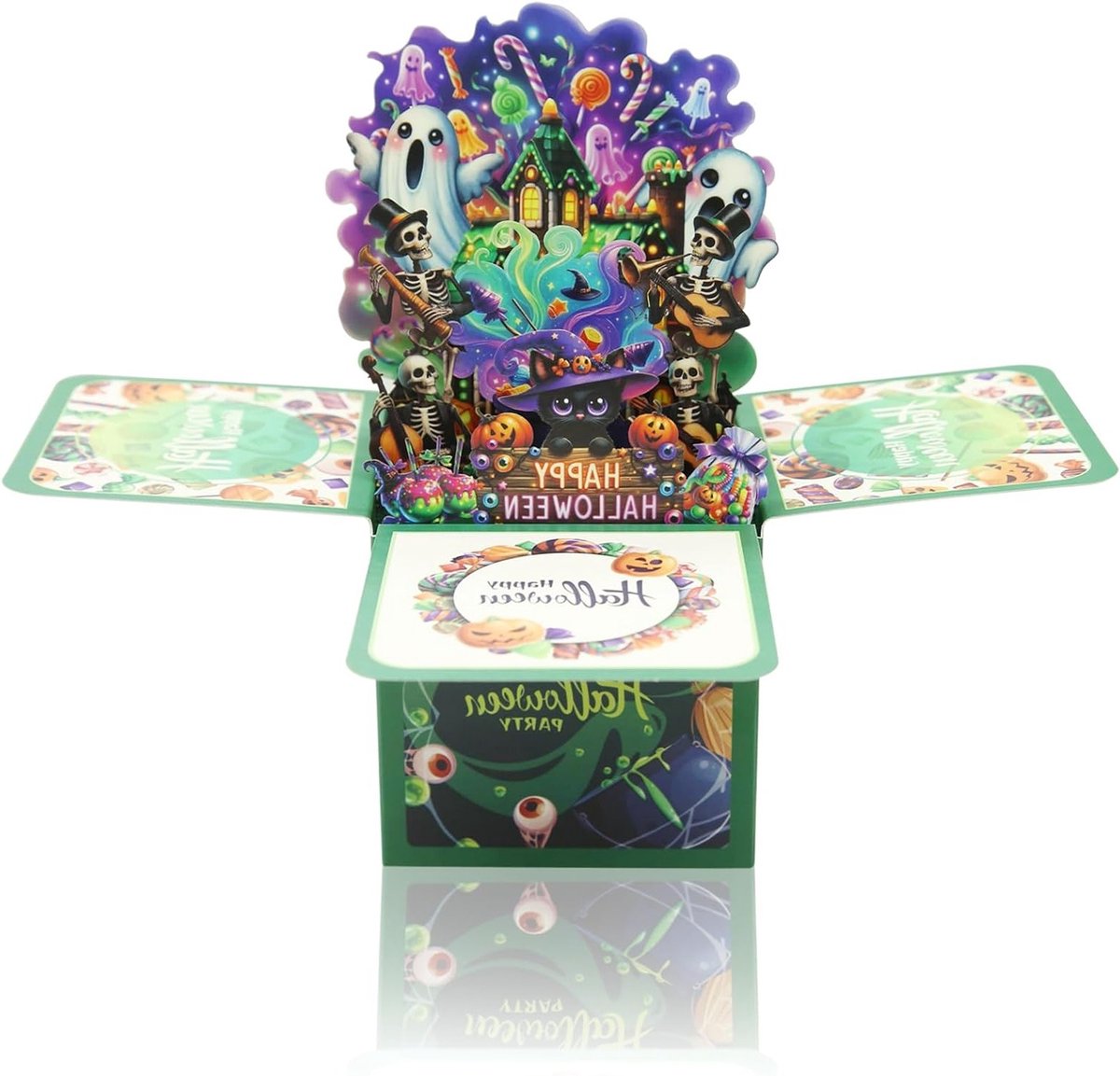 Halloween Pop-Up Kaart met Geesten, Leuk voor Feestdagen, Verjaardagen en Gezellige Decoraties, Inclusief Envelop en Notitiekaart