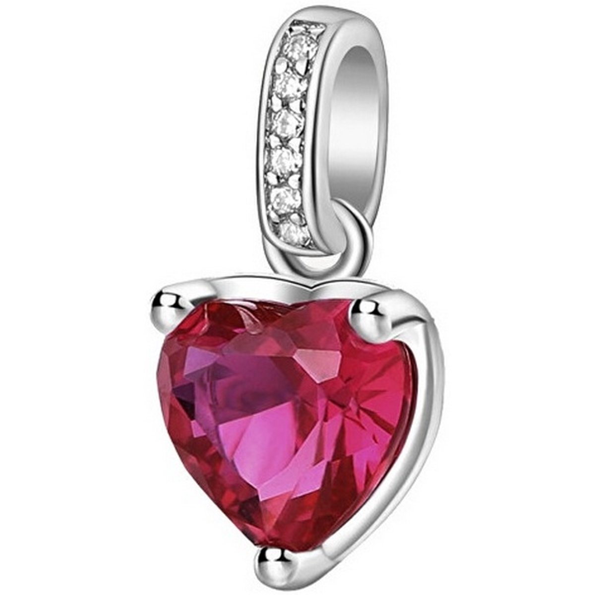 BROSWAY FANCY FPR20 ZILVEREN HARTJES BEDEL MET ROZE/TRANSPARANTE ZIRKONIA'S 1 STUK