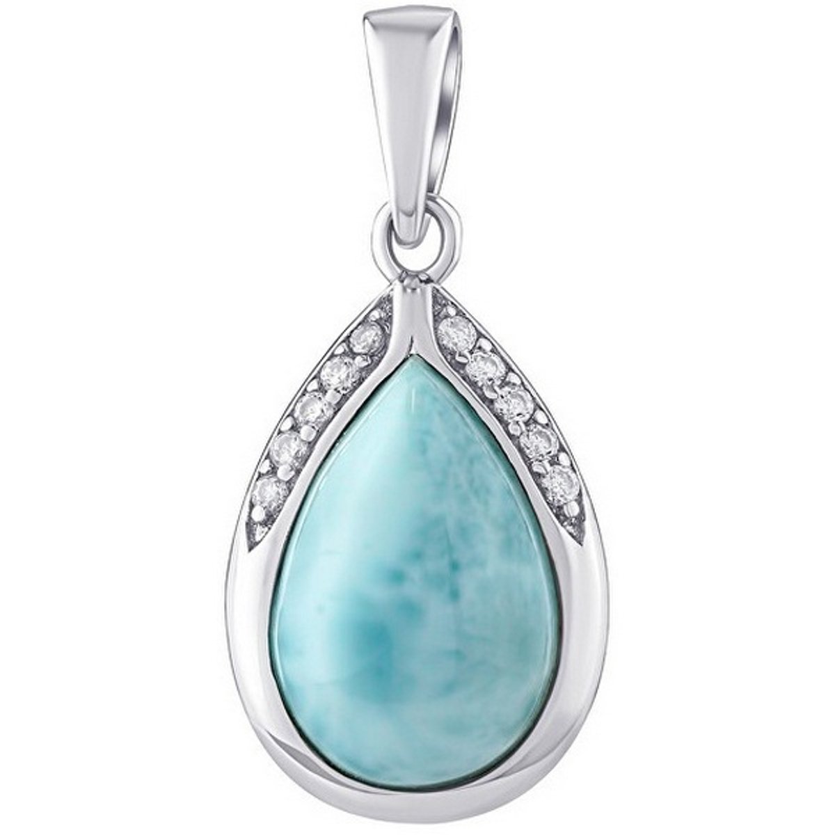 SILVEGO JST13327PLR ZILVEREN BEDEL MET LARIMAR EN ZIRKONIA'S 1 STUK