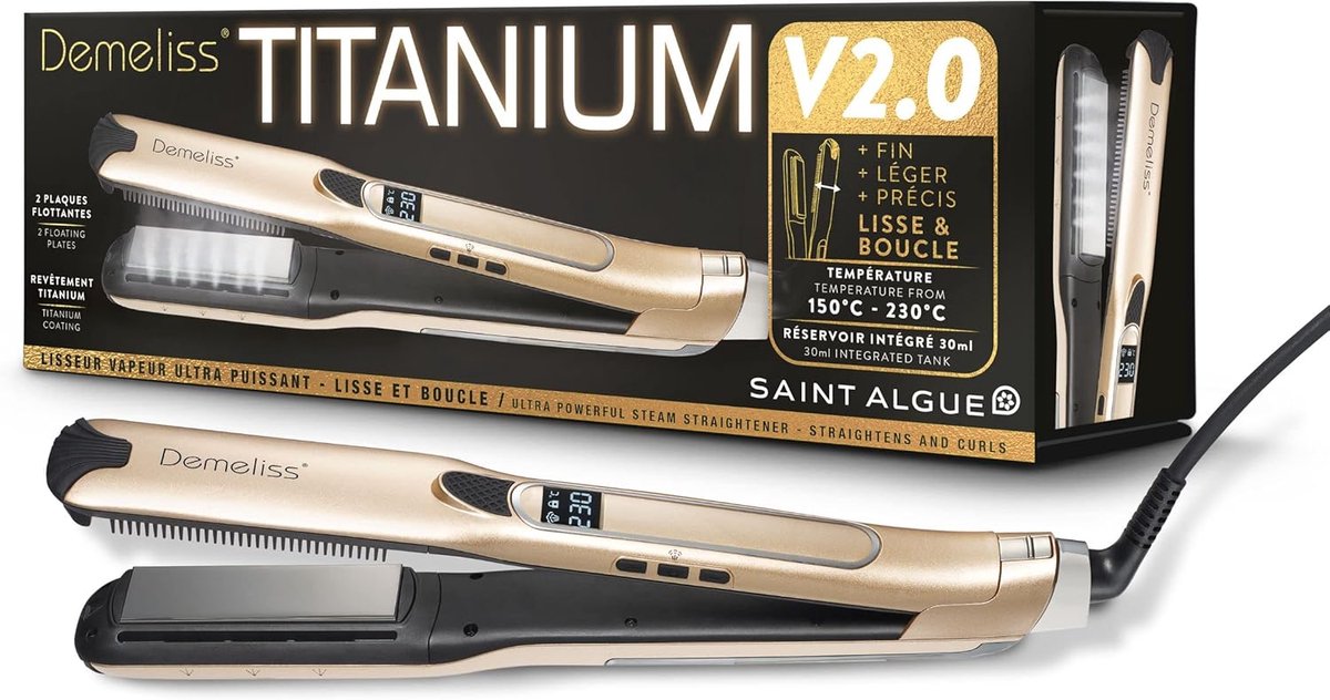 Thijox - Titanium V2.0 Stoomstijltang met Drijvende Aluminium Platen, Krachtige Stoom, Professionele Haarbescherming, Snelle Gladheid en Krulfunctie v