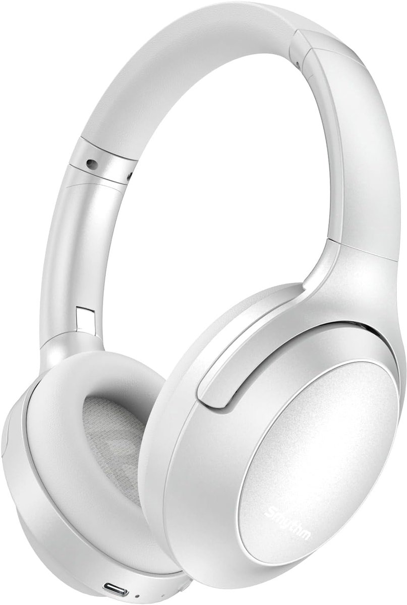 Srhythm NC45 Active Noise Cancelling Headphones, Wireless Bluetooth Headphones Over Ear with Microphone, Deep Bass, Foldable and Durable, 40 Hours Playtime for TV/PC/Mobile Phone