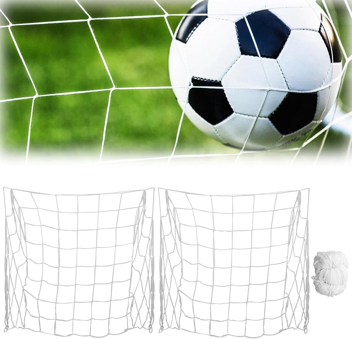 Voetbaldoelnet, 2 stuks, 180 x 120 cm, sportvervanging, voetbaldoel, scheurvast, voetbaldoel, vervangend voetbalnet, trainingsgereedschap, voor sport wedstrijden (zonder doel)
