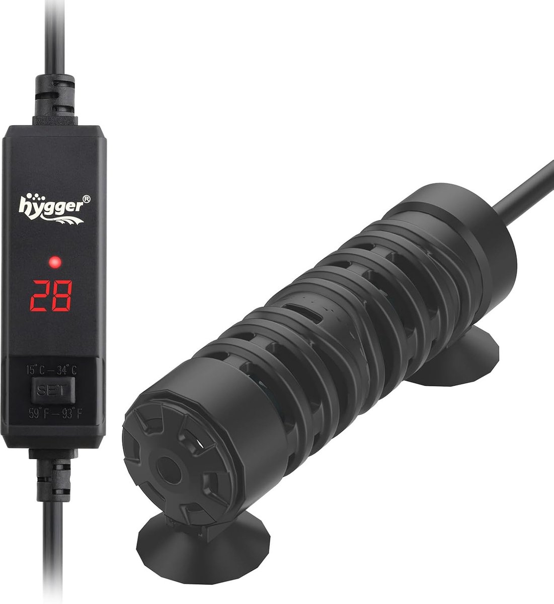 SnelShoppen - Hygger Aquariumverwarming 150W Mini Heater met LED-display voor 56-132L Zoetwateraquaria, Compacte en Efficiënte Aquariumverwarming