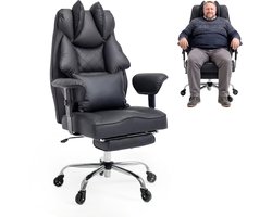 Asukale Ergonomische Bureaustoel – Bureaustoel – Comfortabele, verbrede XXL-zitting – Directiestoel – Dik kussen – Hoge rugleuning – Volledig omhullend ontwerp – In hoogte verstelbaar – Maximaal draagvermogen 200 kg – zwart(Meshstof)