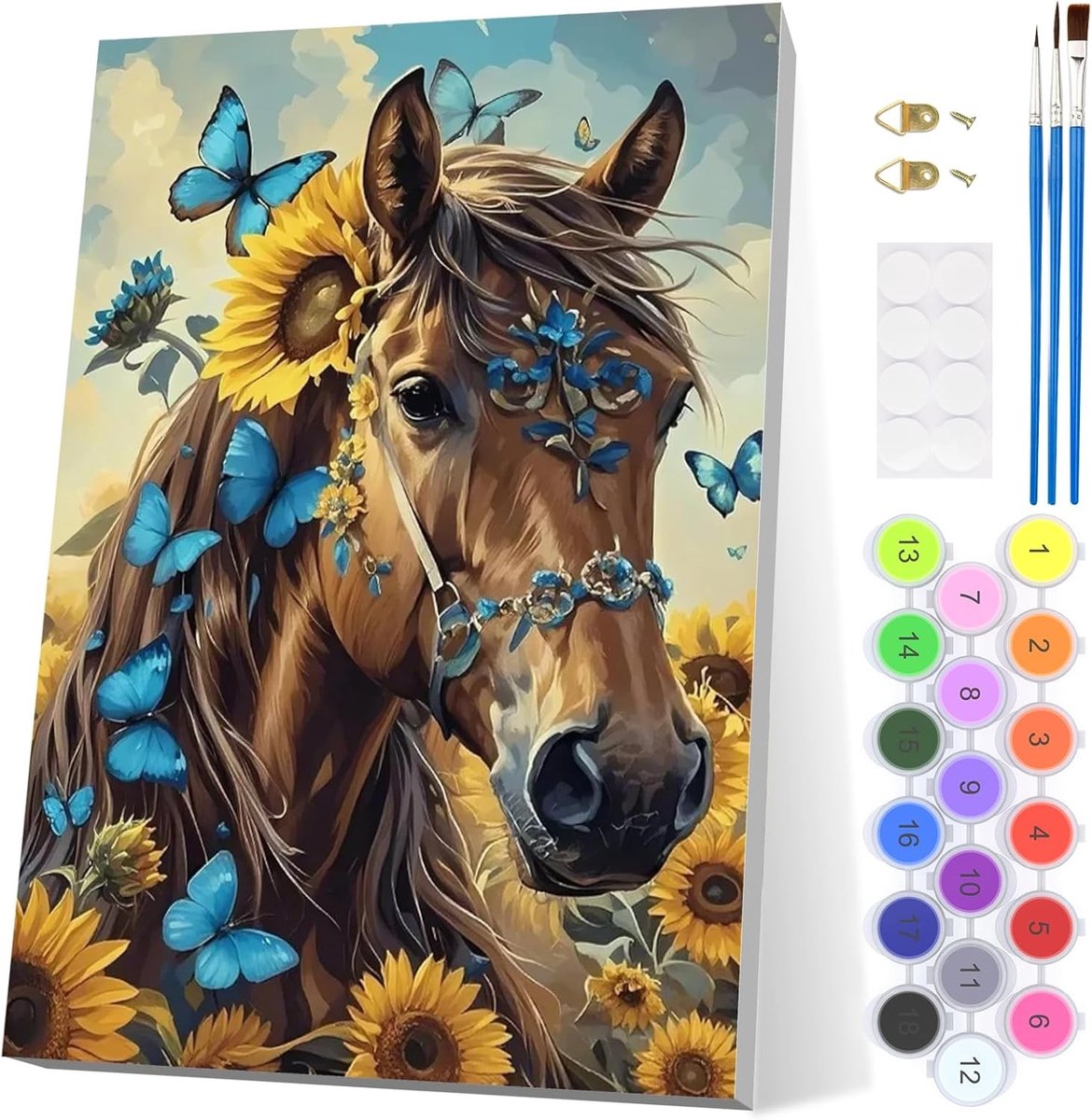Prachtige Butterfly Paint by Numbers Kit voor Volwassenen met Frame, Eenvoudige Acryl Schildertechniek voor Wanddecoratie en Cadeaus 20x30cm
