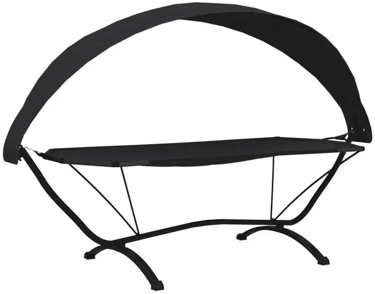 M-Goods Hangmat met Standaard en Zonnekap - Buitenbed - Oxford Stof - Stalen Frame - Tuin Balkon Terras