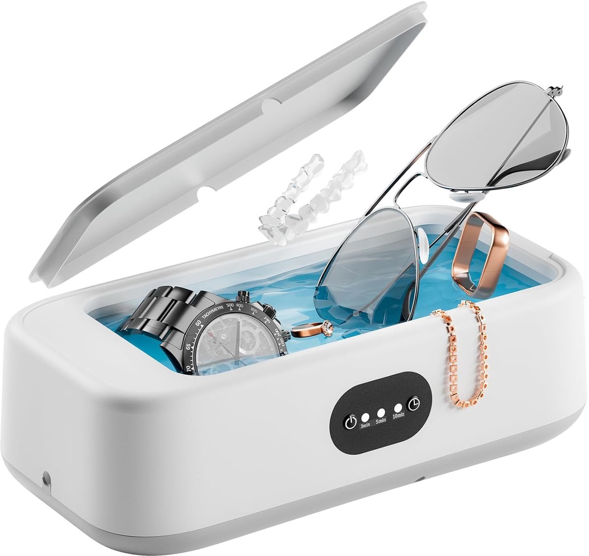 Thijox - Ultrasone Reiniger 640 ml - 49 kHz Draagbare Ultrasone Reinigingsmachine voor Sieraden, Brillen, Horloges, Ringen en Prothesen