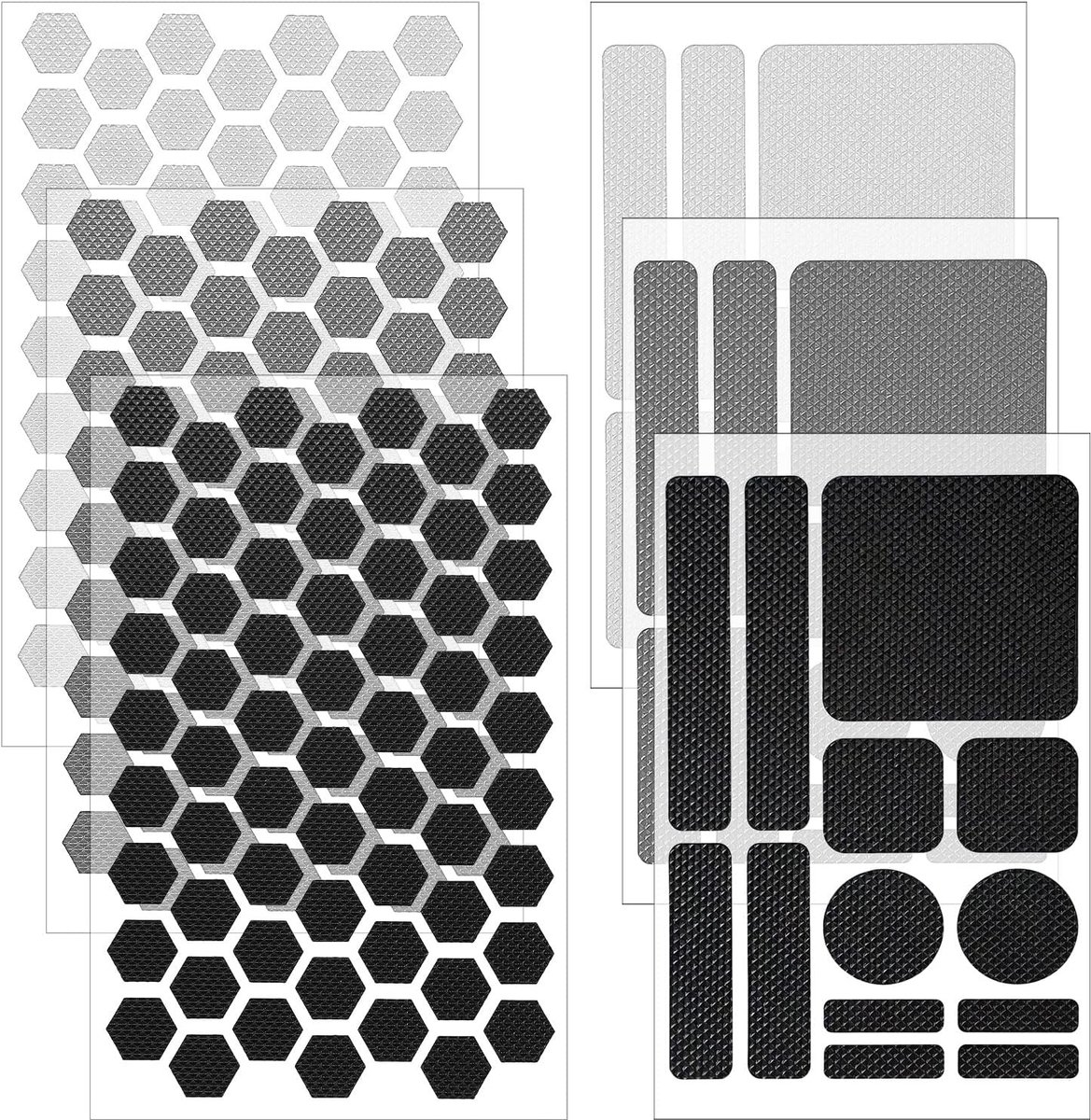 SnelShoppen - Telefoongriptapes 13-delige set, zeshoekige en ronde anti-slip grip stickers, waterdichte PEVA strips voor mobiele telefoon, laptop, mui