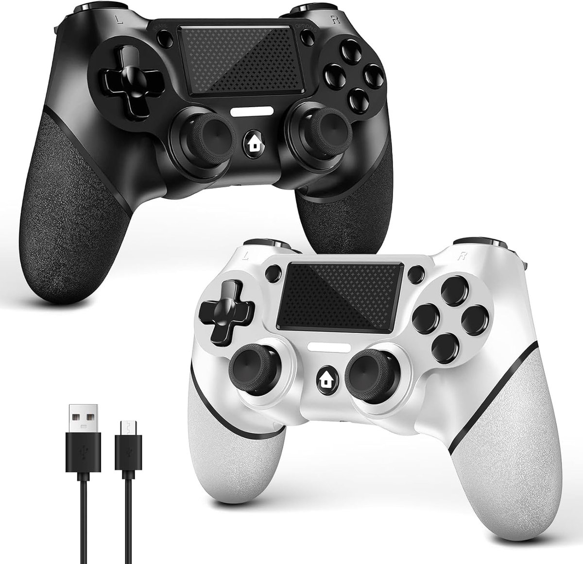 Thijox - 2 Pack Draadloze Controller voor PS4/Pro/Slim/PC - Gamepad Joystick met Turbo, Back Button, Dual Vibration, 6-Axis Gyro Sensor, Touch Panel -