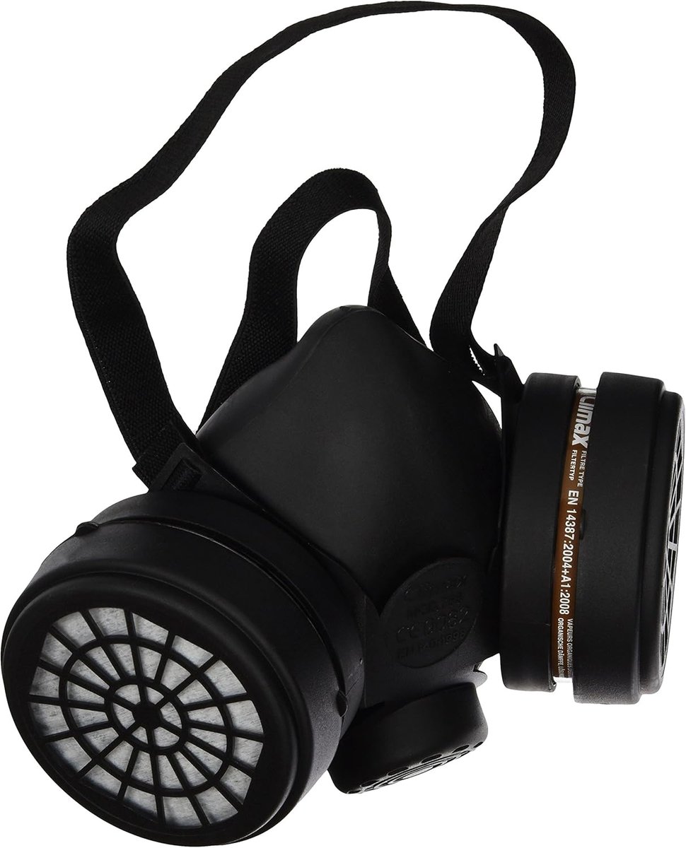 Thijox - Ademmasker met 2 A1 Filters - Veiligheidsmasker voor Industriële Toepassingen - Zwart - Hoogwaardig en Comfortabel - Voor Werk, Bouw, en Klus