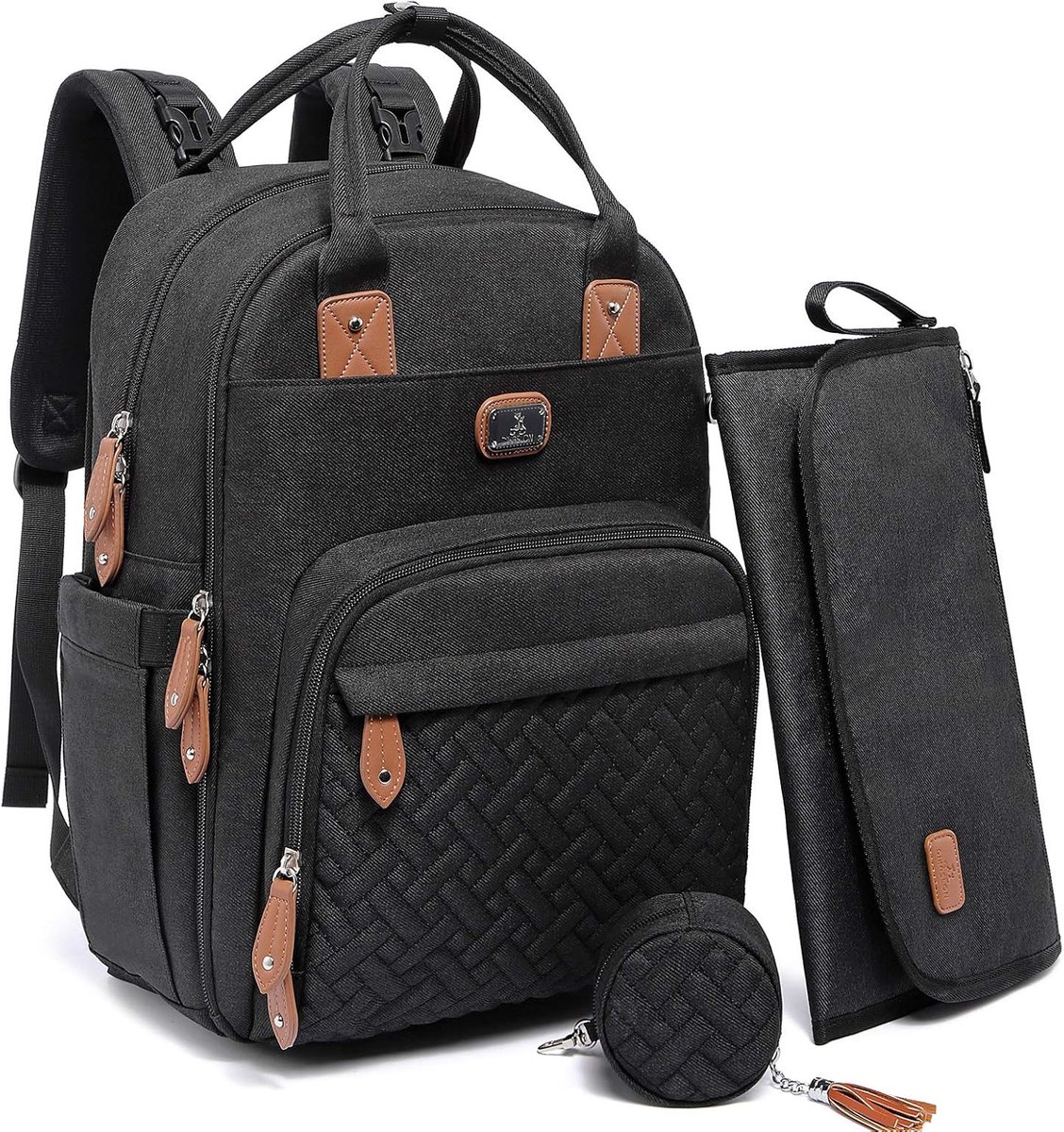 Thijox - Grote Verzorgingsrugzak met Aankleedkussen en Fopspeenhouder - Luiertas voor Baby Jongens en Meisjes - Geschikt voor Kinderwagen en Moedersch