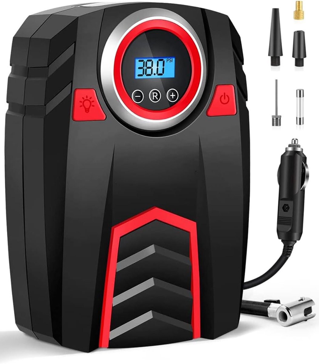 SnelShoppen - Digitale Compressor 12 V Auto met Auto-Stop & LCD-Display, 160 psi, 30 l/min Luchtpomp voor Autobanden, Motorfiets & Campingaccessoires