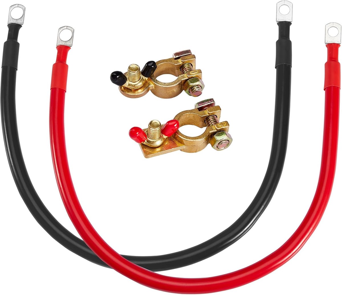 Thijox - CarBole Batterijkabel 25 mm² 3 AWG 50cm - Accukabel Startkabel met Vertinde Koperdraden en Klemmen voor Auto Vrachtwagen Motorfiets