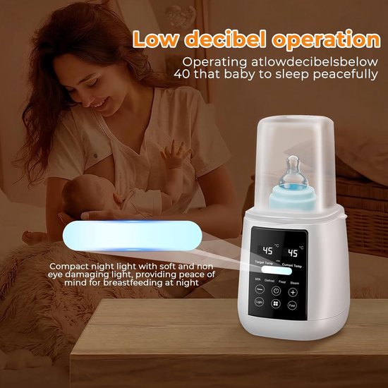 Multifunctionele Flesverwarmer voor Baby's, 6-in-1 met Temperatuurregeling, Sterilisator en Nachtlampje, Veilig en BPA-vrij — afbeelding 5