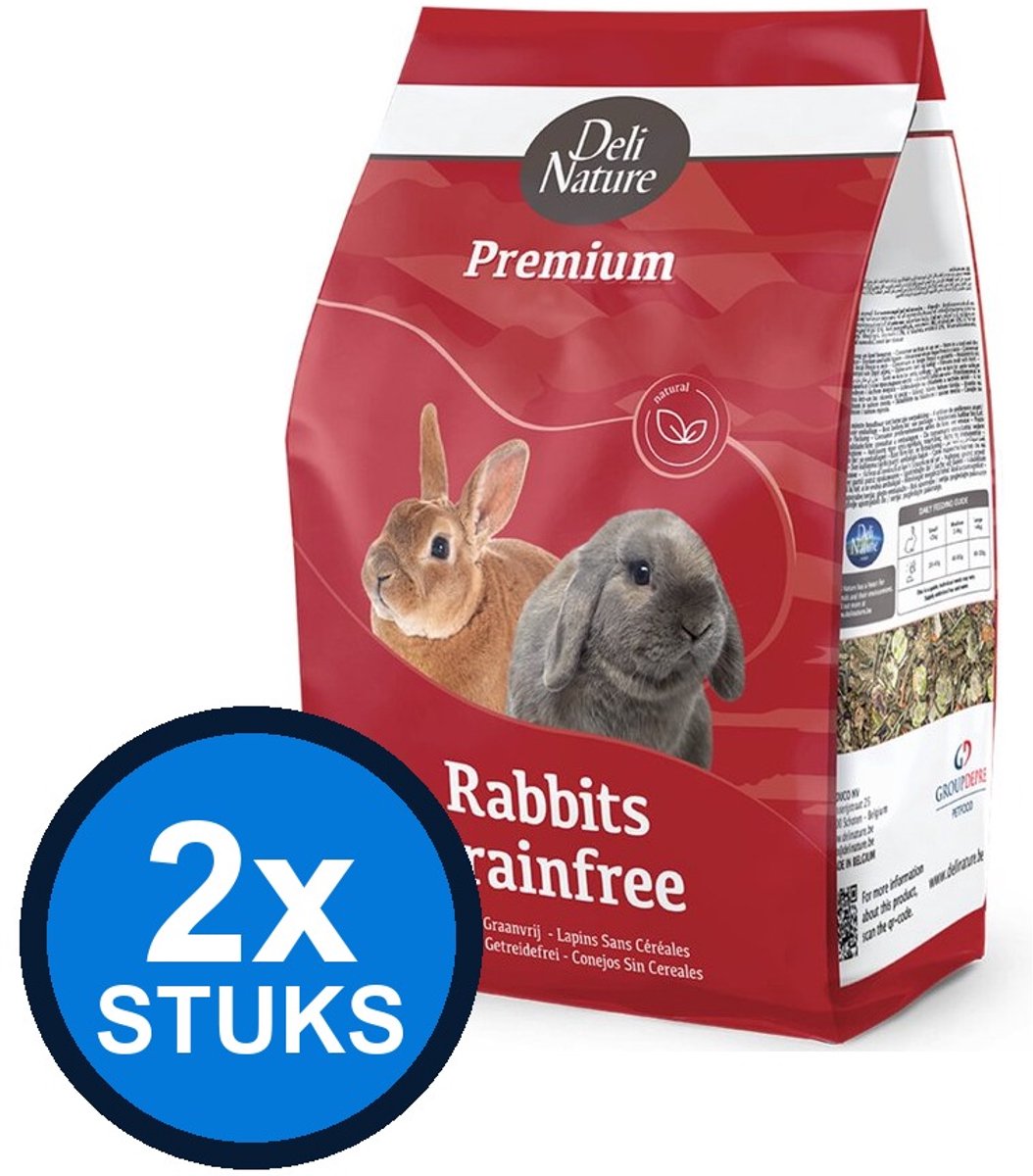 2x Deli Nature - Premium konijnen graanvrij 3kg - Knaagdierenvoer - 3 kg
