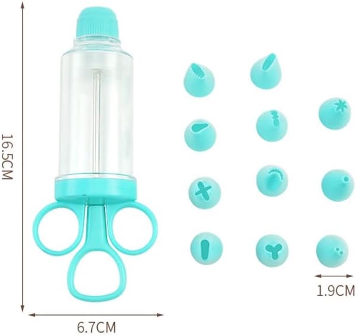 Thijox - Garneerspuit Krap Spuit Slagroomspuit Taartspuit Gekleurd voor Cake en Koekjes - Eenhands Patisserie met 8 Spuitmonden voor Feestelijke Decor