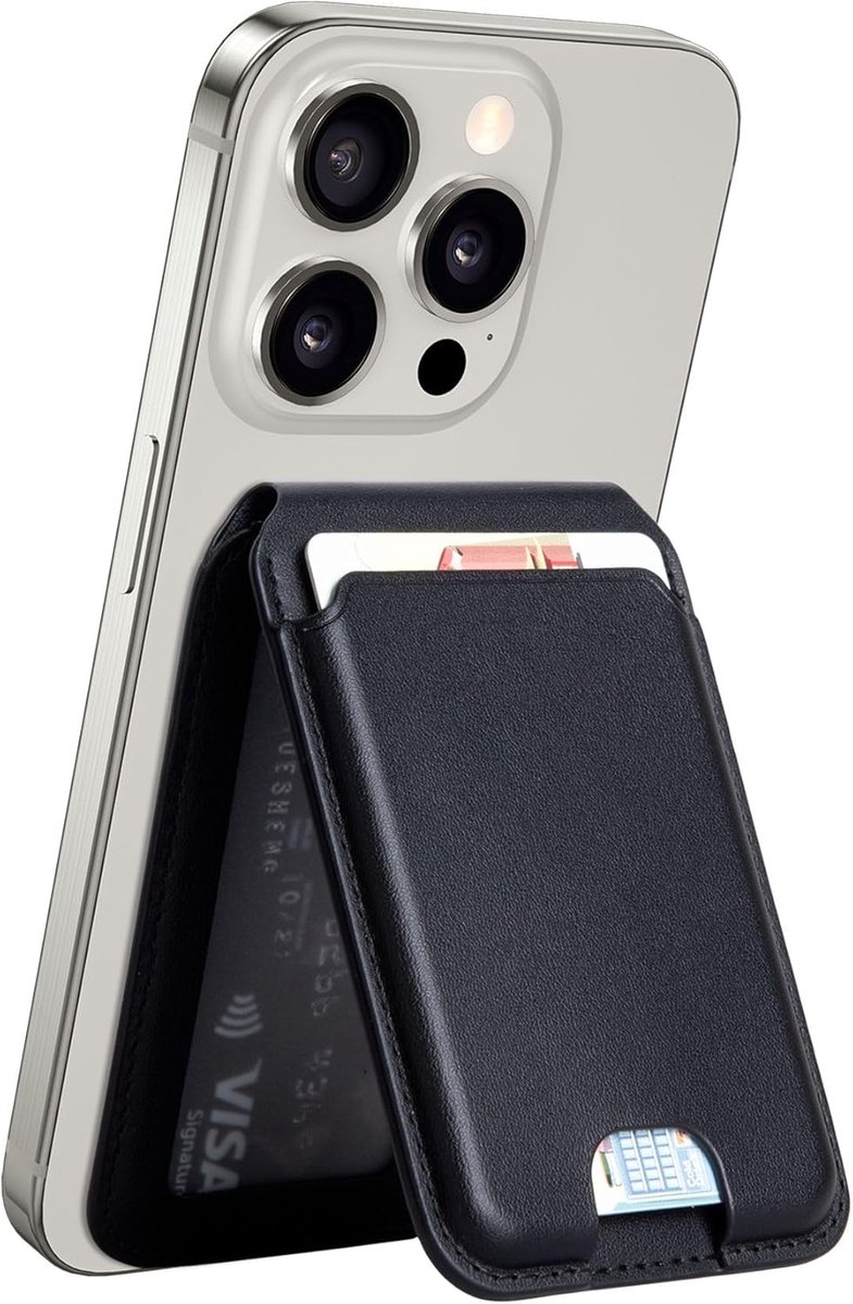 Thijox - 2-in-1 Mag Portemonnee met Telefoonstandaard en Sterke Magnetische Adsorptie, Compact PU-Leer, Zwart, Ideaal voor Dagelijks Gebruik en Reizen