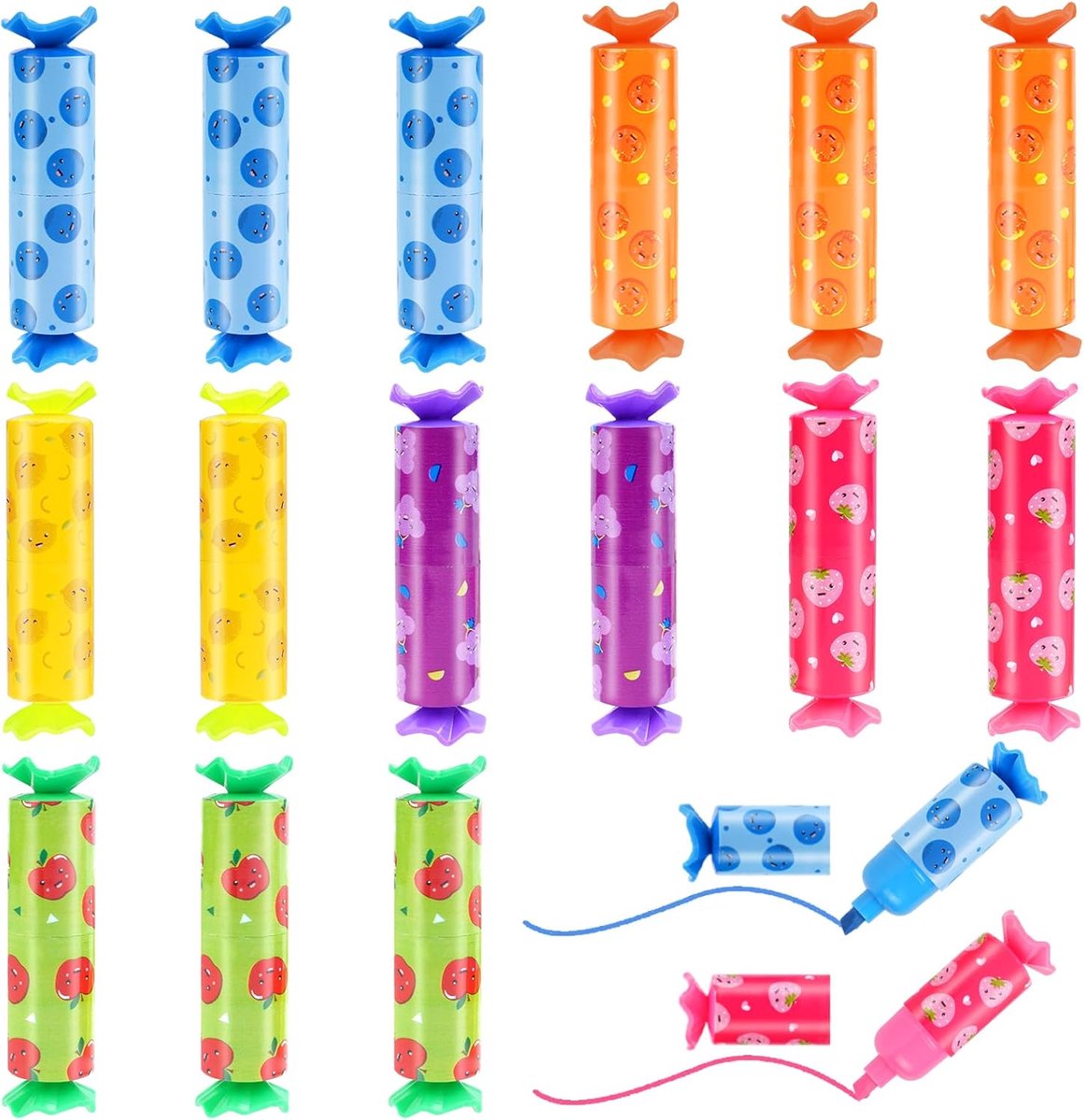 Thijox - Markeerstiften Set van 15 Kleurige Highlighters voor School, Kantoor en Creatief Gebruik - Geen Afloop, Ergonomisch Ontwerp, Perfect voor Dag