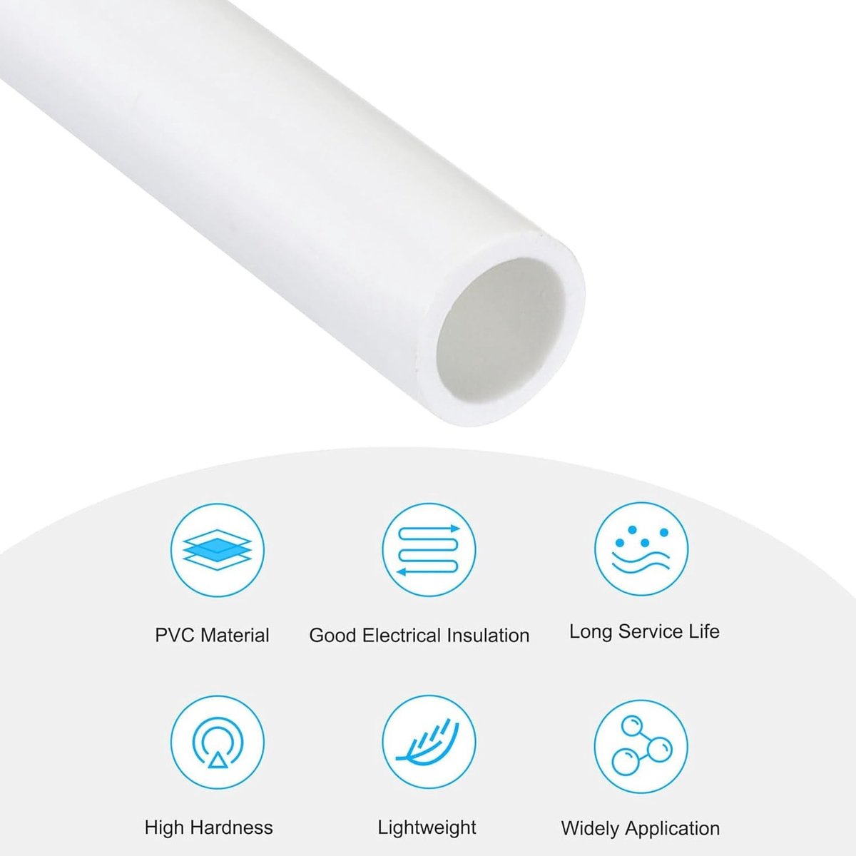 Ronde PVC-buis 53.7mm ID 63mm OD 350mm Lengte Kunststof Stijve Slang voor Afvoer en Kabelbescherming (Wit)