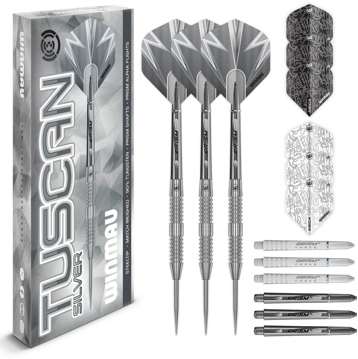 Winmau Tuscan Silver 90% Dartshopper Exclusives - Dartpijlen