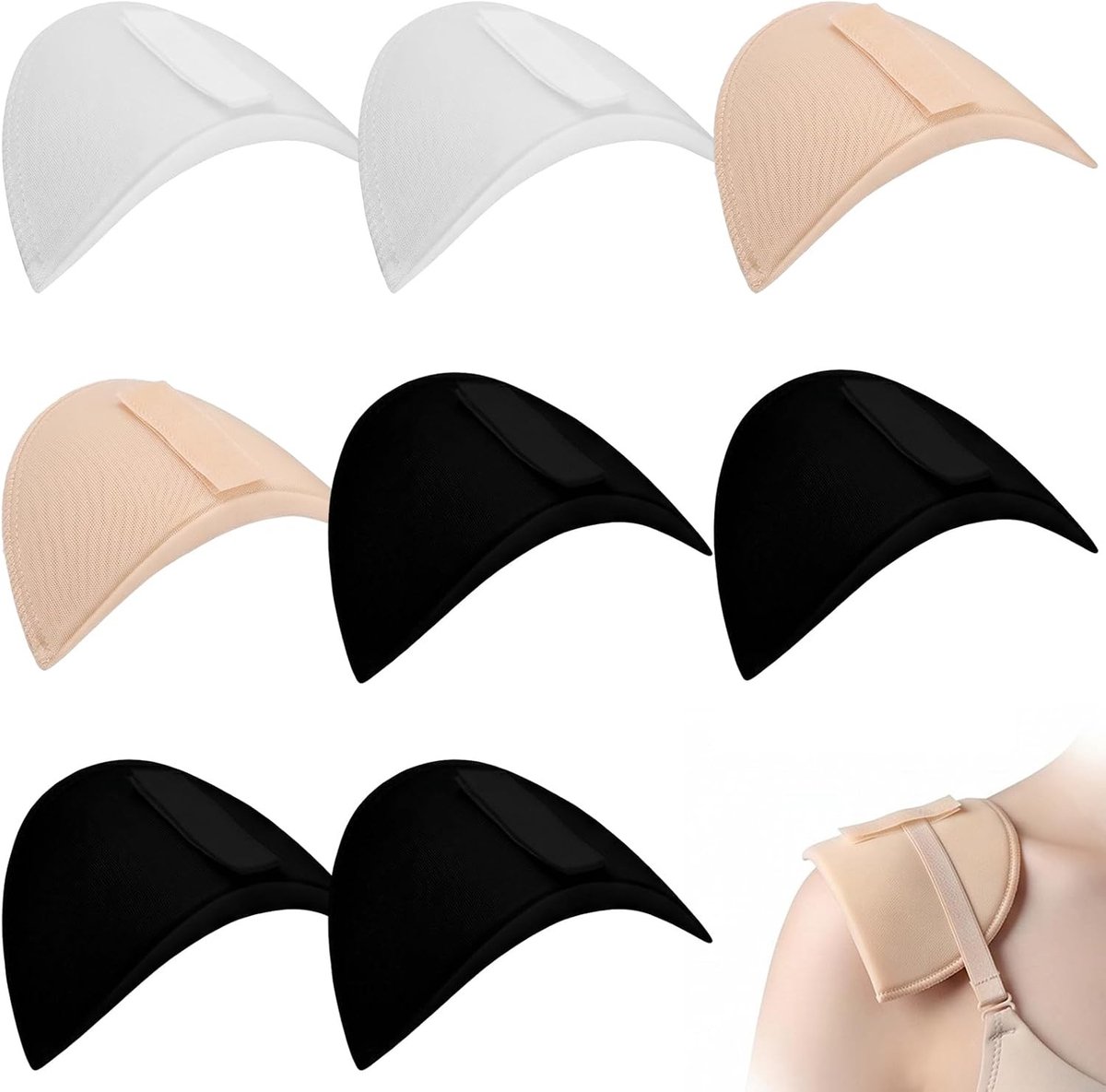 Herbruikbare schuimrubberen schouderkussens voor jassen en blazers, 4 paar, 1,5 cm dik, ideaal voor dames en heren, 8 stuks, meerkleurig, comfortabele pasvorm