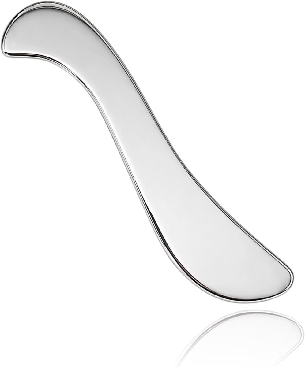 Thijox - Gua Sha RVS 18 cm - Fascia Massage Tool voor Gezicht, Nek, Rug, Benen - Ergonomische Spiermassager voor Ontspanning en Herstel