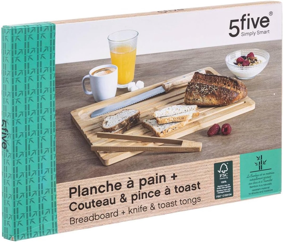 Thijox - Bamboe Broodplankset met Broodmes en Toasttang - Ideaal voor Keuken, Feest en Camping - 40x27,5cm - Duurzaam en Stijlvol