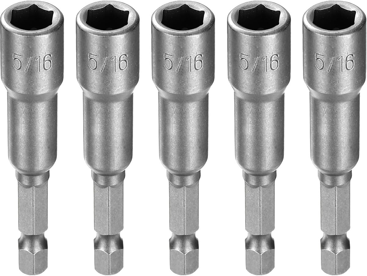 Set van 5 dopsleutels met zeskantschacht (6,35 mm / 1/4") voor slagschroevendraaiers – snelwisselsysteem