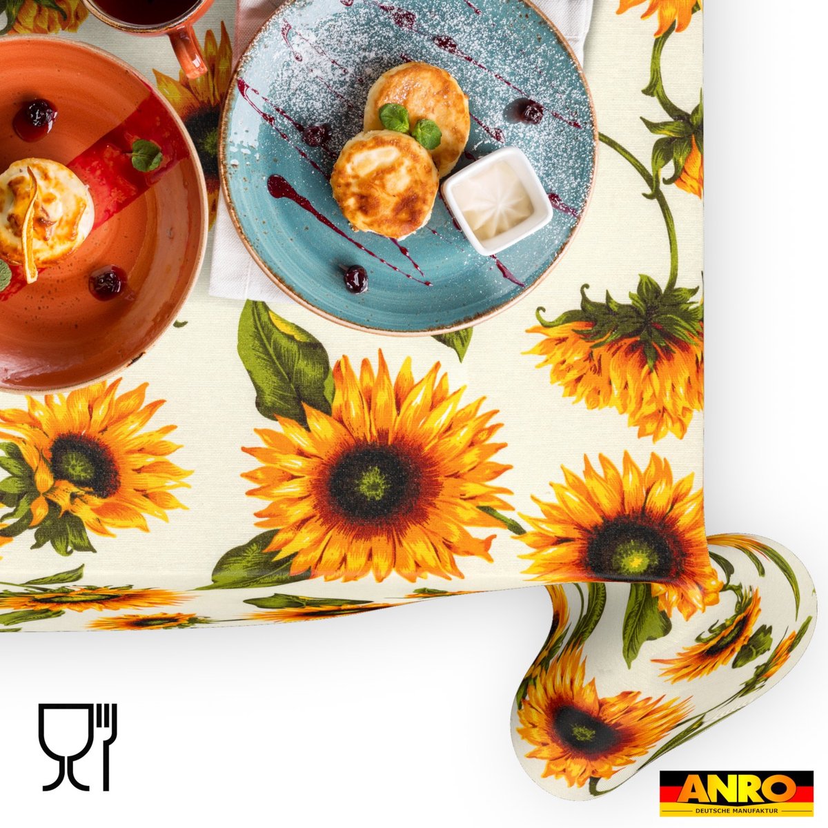 ANRO Tafelkleed Zonnebloemen Meerkleurig 180x120cm Rechte rand Afwasbaar Waterafstotend