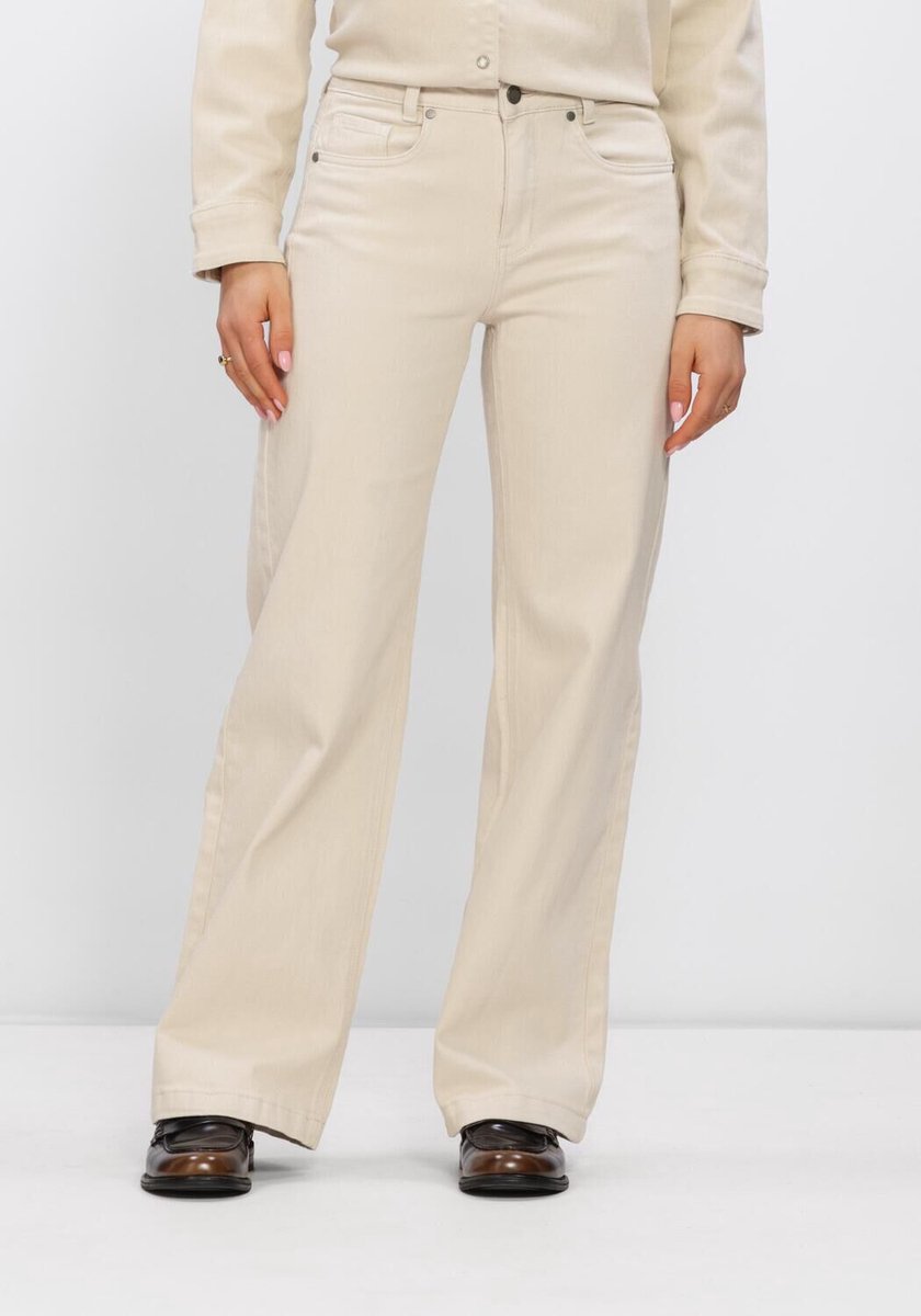 My Essential Wardrobe Louis Mw157 High Wide Jeans Dames - Broek - Creme - Maat 33/32