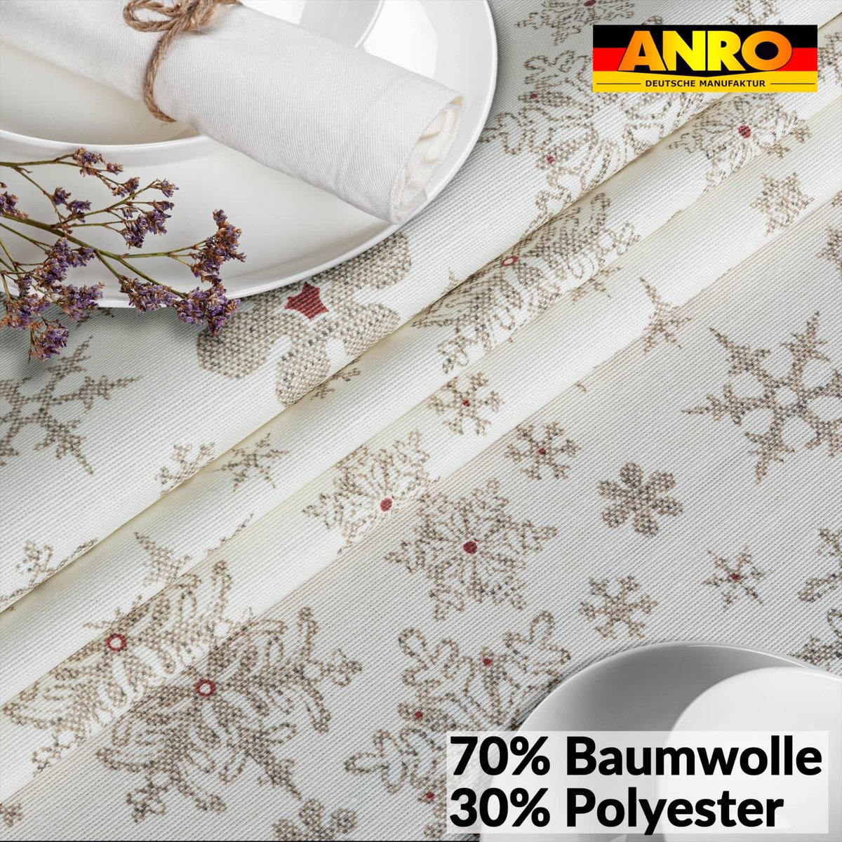 ANRO Tafelkleed Sneeuwvlokken Meerkleurig Ovaal 200x140cm Rechte rand Afwasbaar Waterafstotend