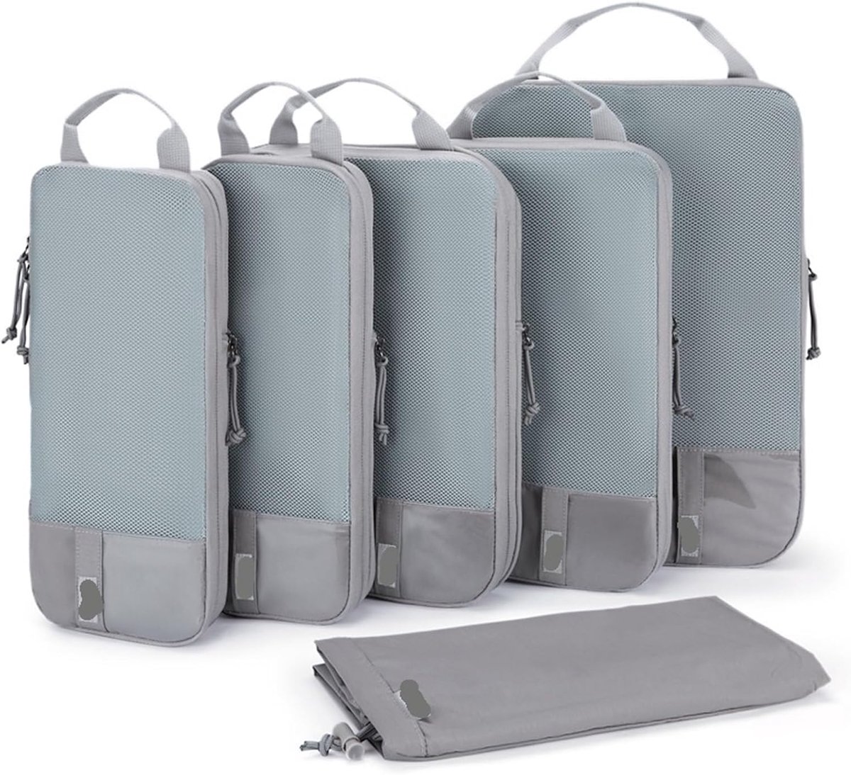 Reisorganizer Set - Pakzakken Koffer - Kleding Opbergen - Waterbestendig Materiaal - 6 Stuks - Grijs
