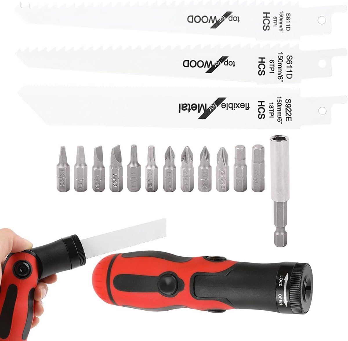 Handzaag Set - Handzaag Zaagmachine - Klus Klussen - Snelle Zaagwissel - 18.7L x 12.2W x 5H cm - Grijs