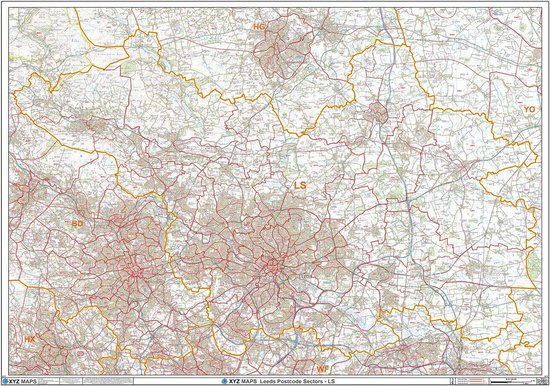 Postcode Muurkaart - Kaart Leeds - Postcodes Nagaan - Gedeta ... - cover