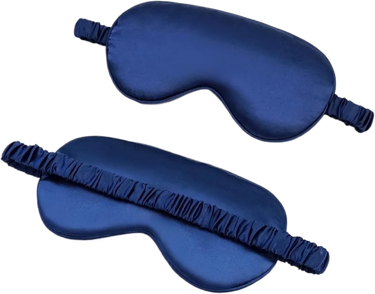 Slaapmasker Set - Oogmasker Verduisterend - Ontspannen Slapen - 3D Vormgeving - 2 Stuks - Donkerblauw