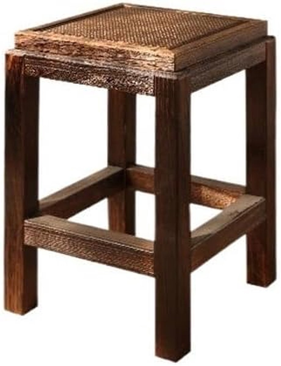 Houten Krukje - Lage Voetenbank - Extra Zitplaats - Chinese Stijl - Hoogte 45 cm - Houtkleur