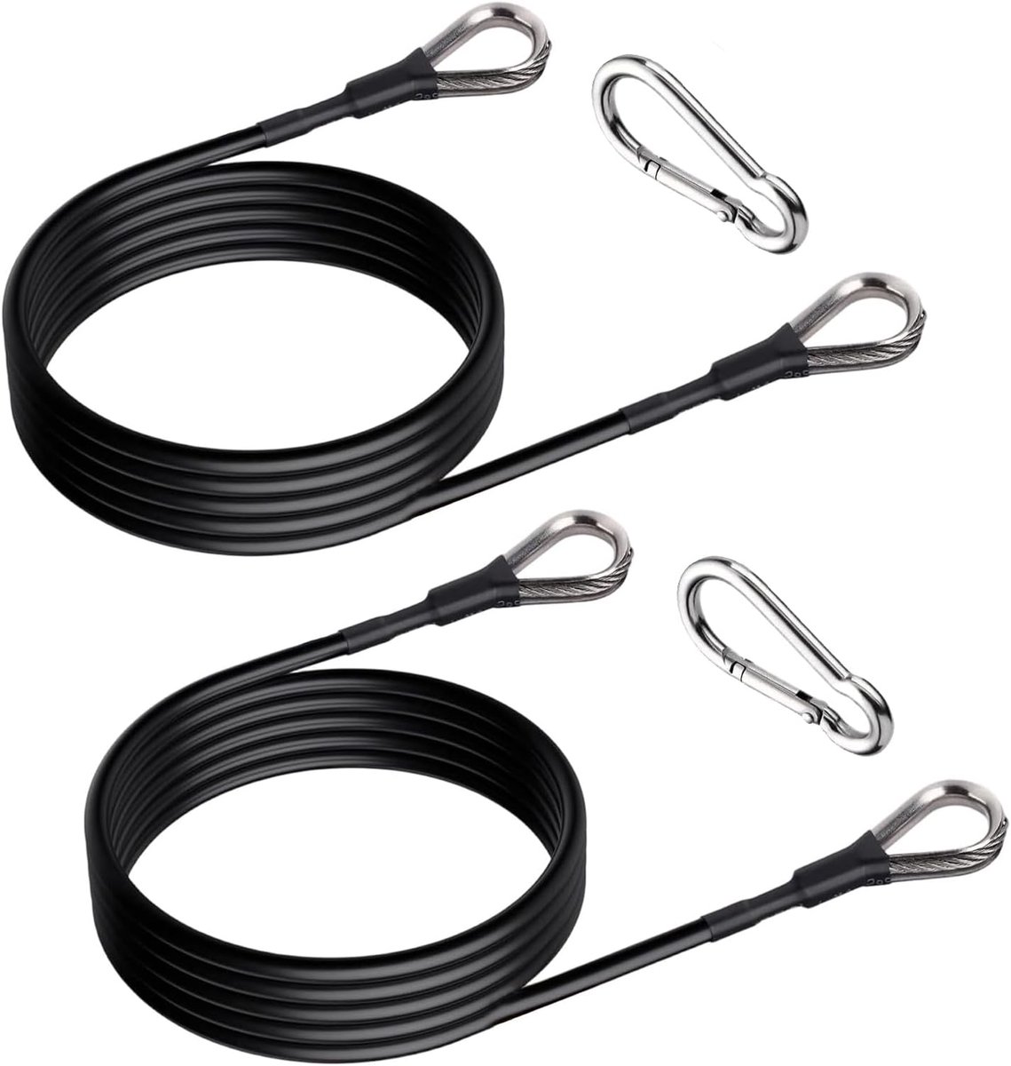Fitness Kabelverlenging - Sportkabel Touw - Kracht Training - Slijtvast Staal - 2 stuks - Zwart