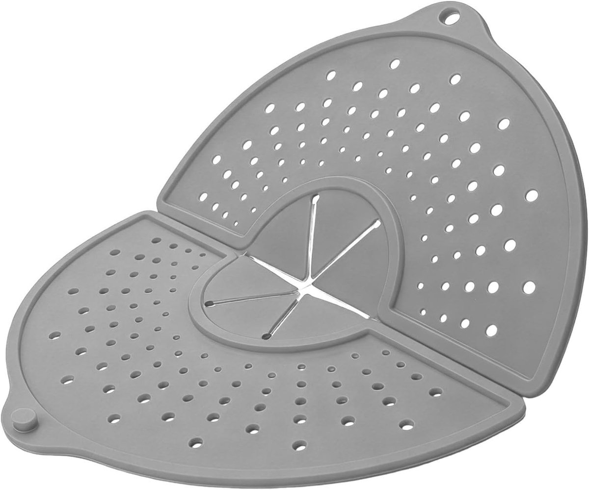 Spatbescherming Siliconen - Inklapbaar Deksel - Koken en Braden - Draaibaar Anti-Overloop - 36 x 32.5 cm - Grijs